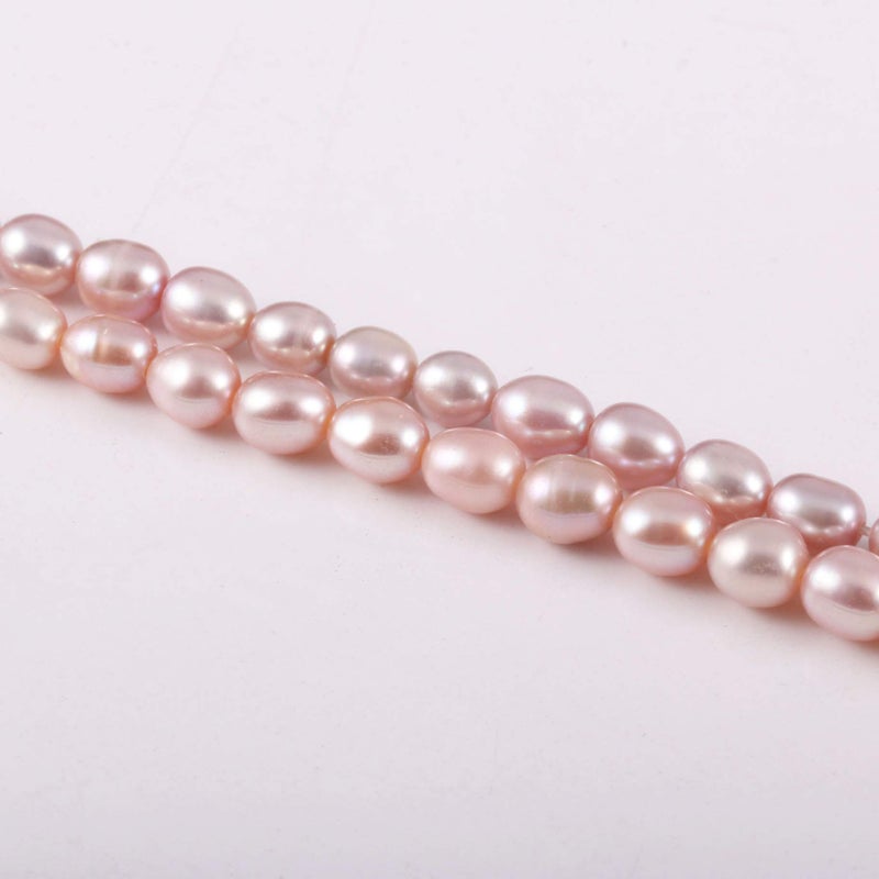Zotoone Natural Pearl Freshwater Cultured Pearl Beads for Jewelry Making Oval Beads Punch Loose Beads Handmake DIY for Jewelry Making DIY Women Necklace Bracelet 8-9 mm Purple 14 inches - Image 2